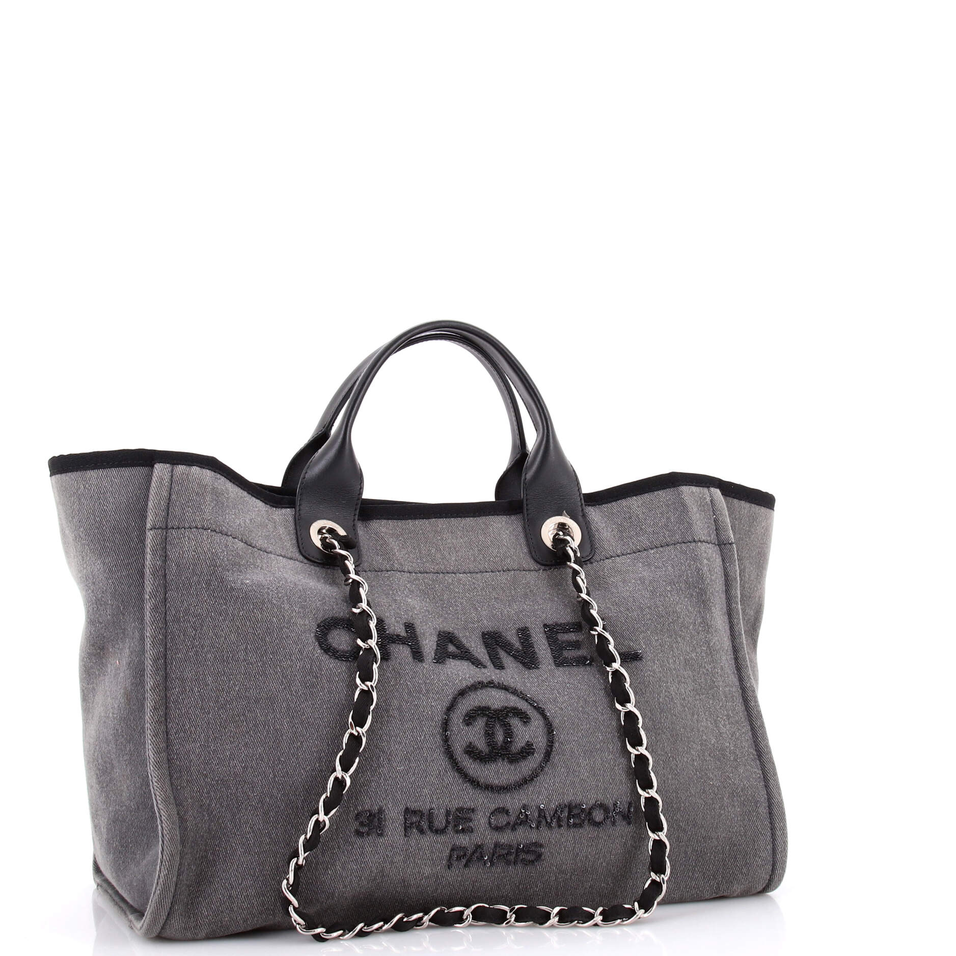 Deauville Tote Canvas with Sequins Medium