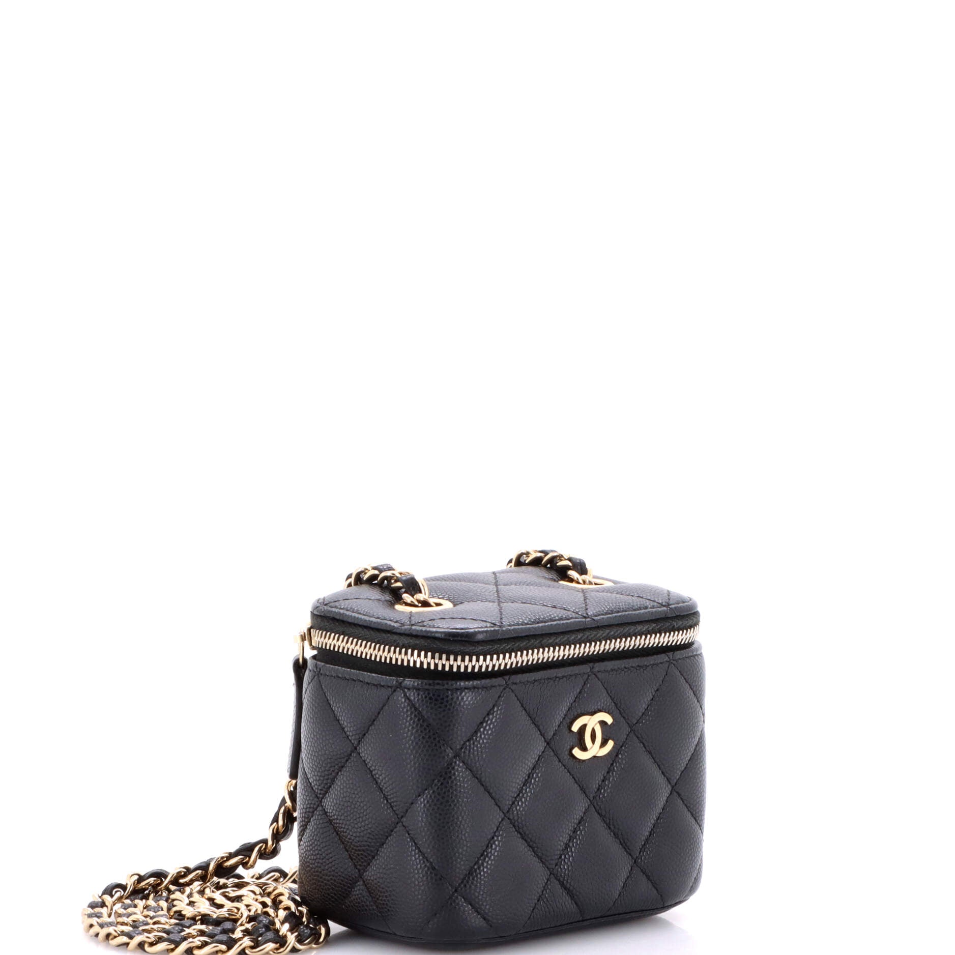 Classic Vanity Case with Chain Quilted Caviar Mini