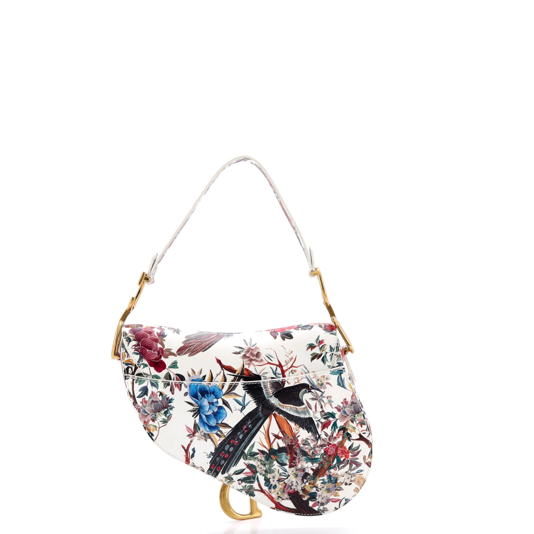 Saddle Handbag with Strap Printed Leather Medium