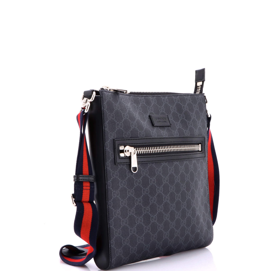 Web Strap Front Zip Messenger Bag GG Coated Canvas Medium
