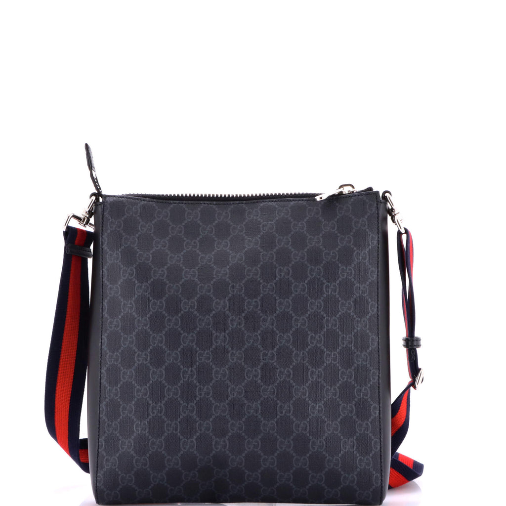 Web Strap Front Zip Messenger Bag GG Coated Canvas Medium