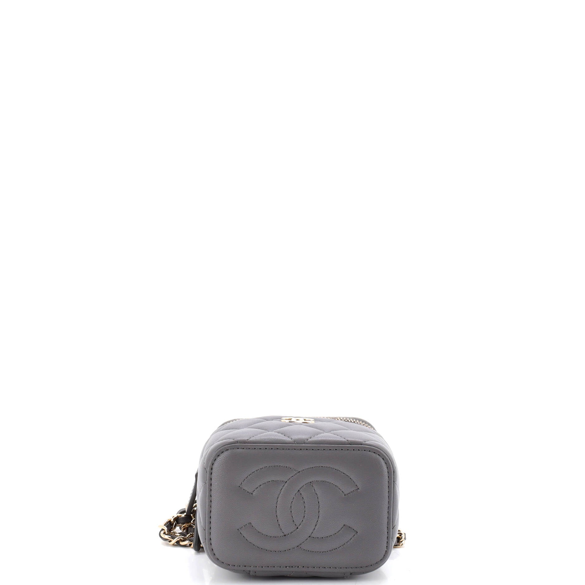 Classic Top Handle Vanity Case with Chain Quilted Lambskin Mini