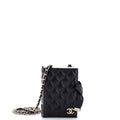 CC Book Card Holder with Chain Quilted Lambskin