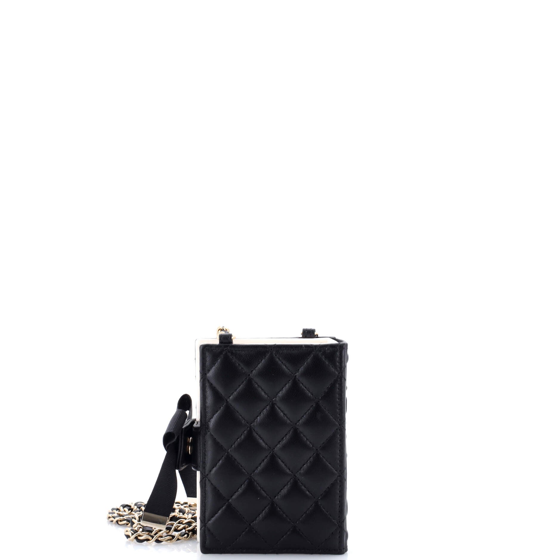 CC Book Card Holder with Chain Quilted Lambskin