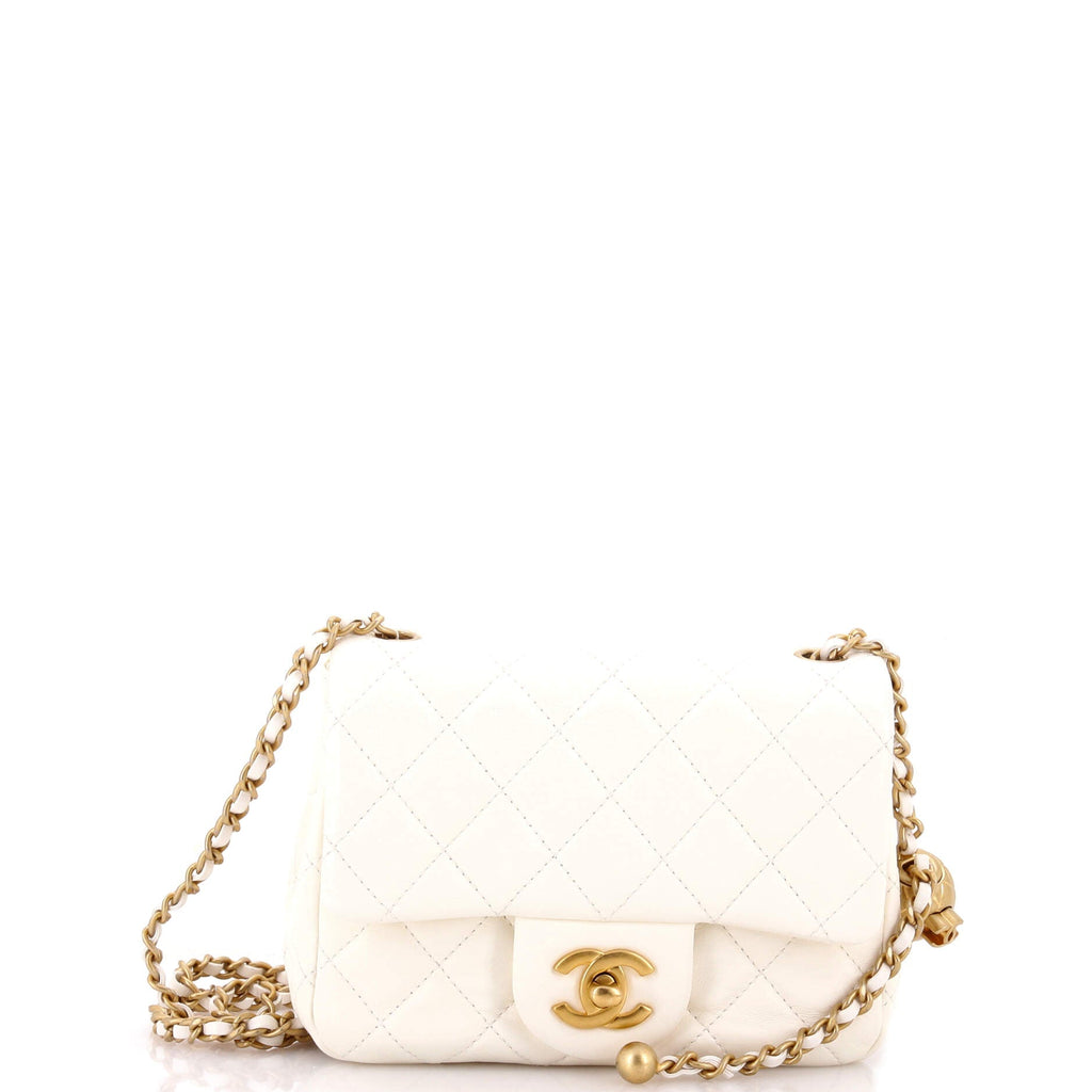Pearl Crush Square Flap Bag Quilted Lambskin Mini