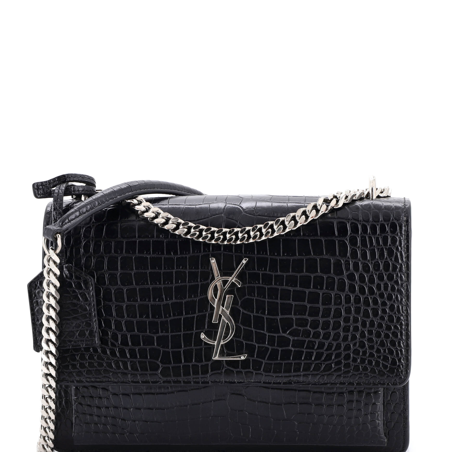 Sunset Crossbody Bag Crocodile Embossed Leather Medium