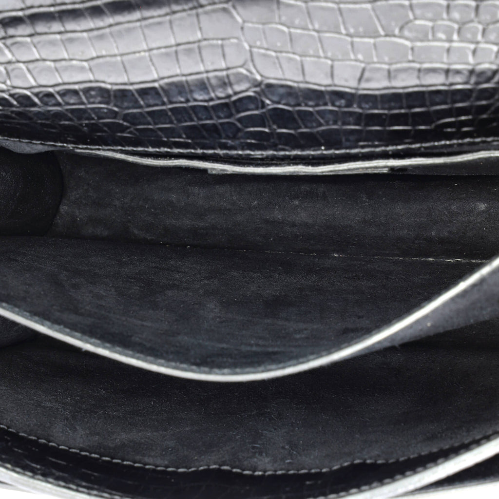 Sunset Crossbody Bag Crocodile Embossed Leather Medium