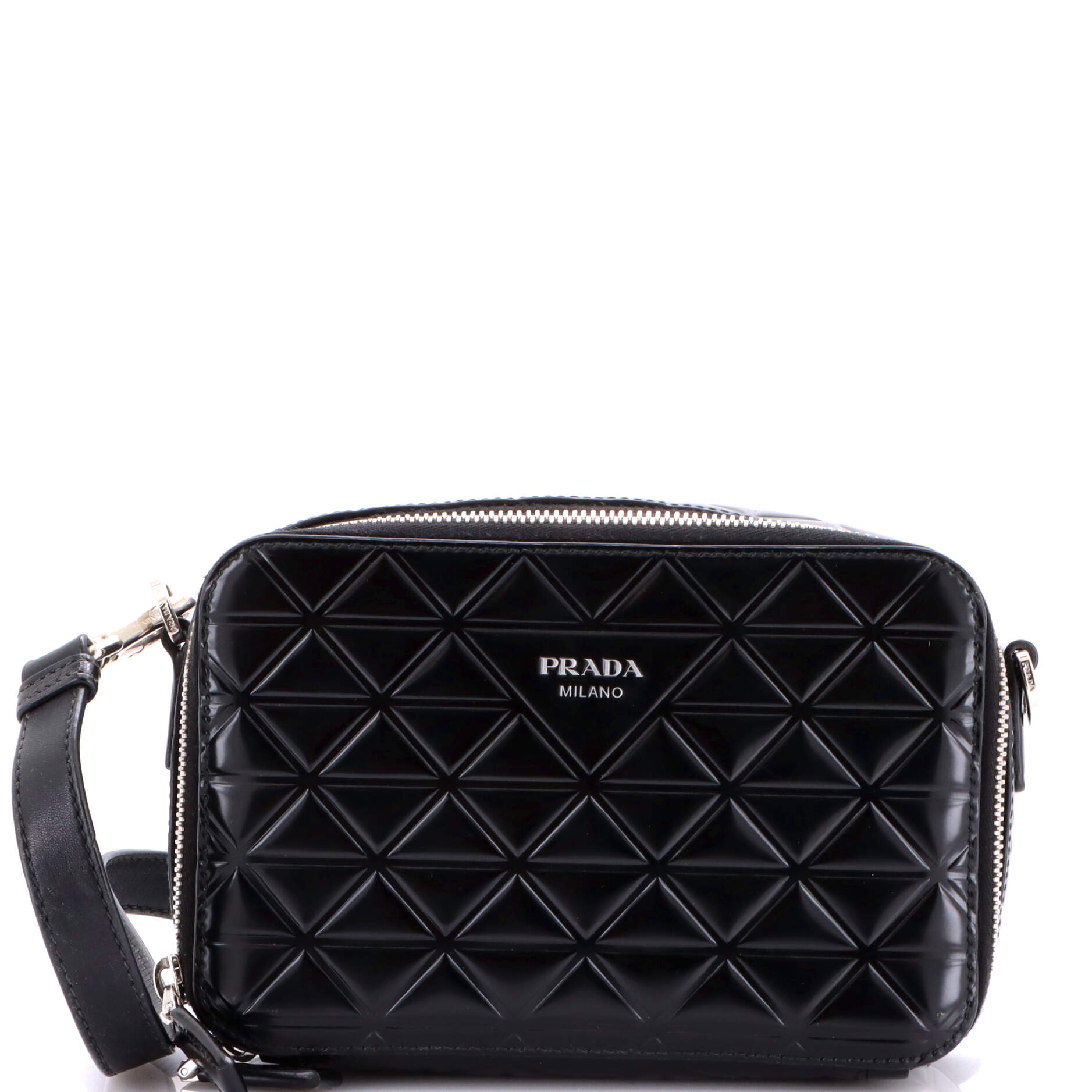 Brique Camera Crossbody Bag Embossed Leather