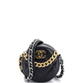 19 Round Clutch with Chain Quilted Leather