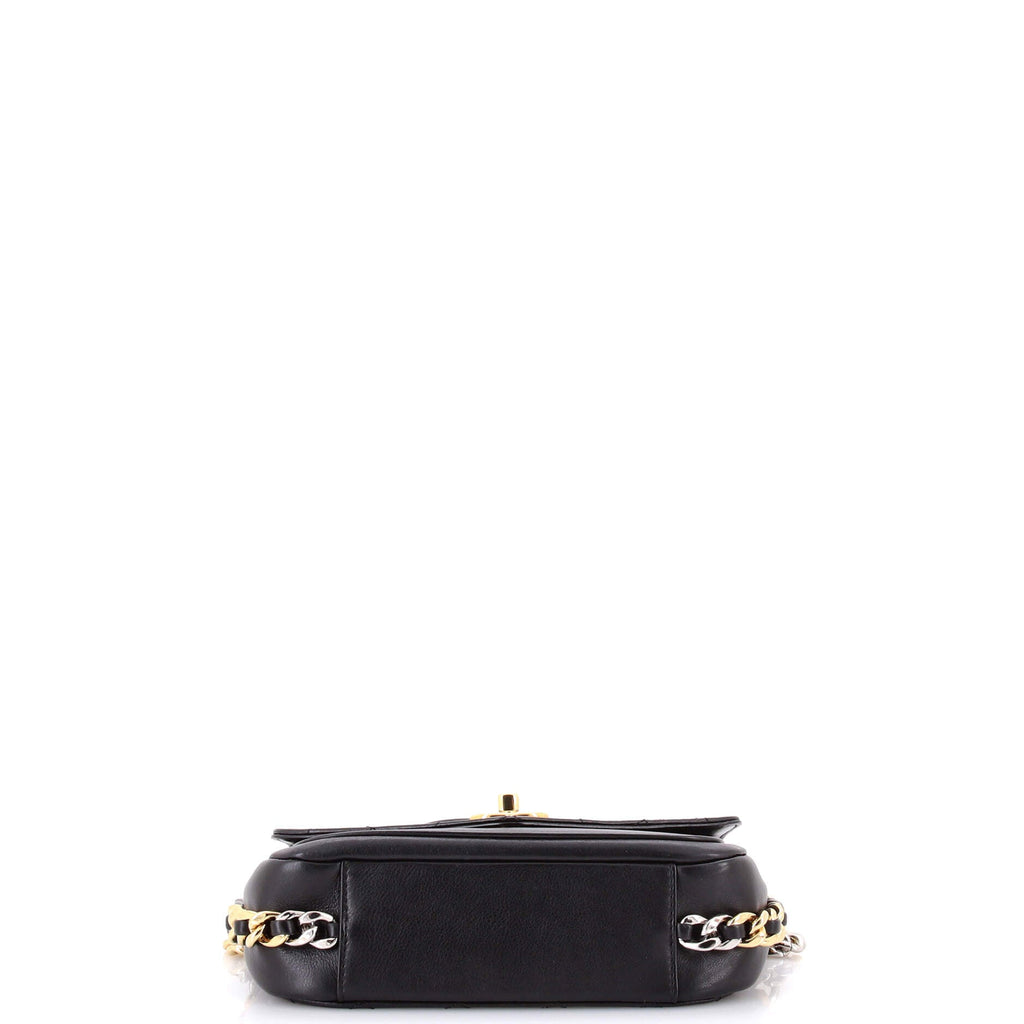 Two Tone Envelope Flap Bag Quilted Calfskin Small