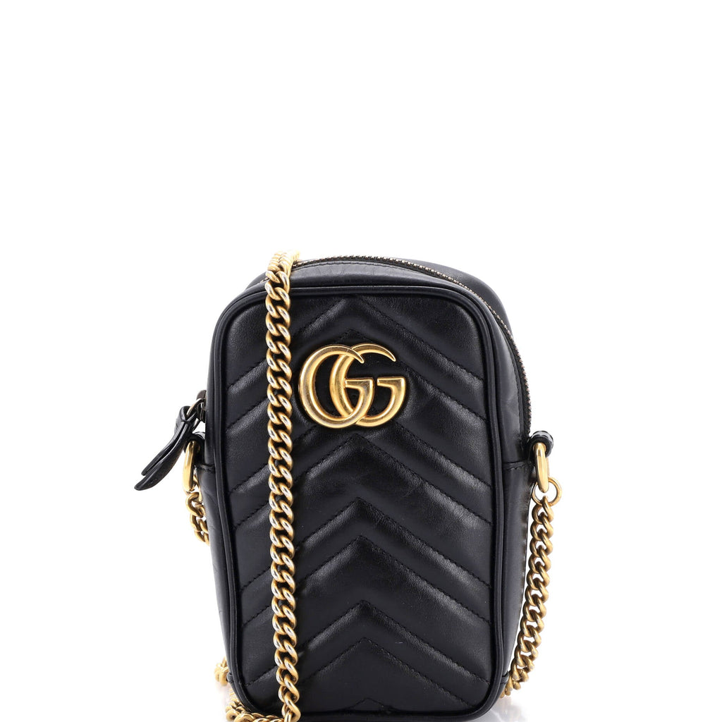 GG Marmont Vertical Phone Crossbody Bag Matelasse Leather Mini