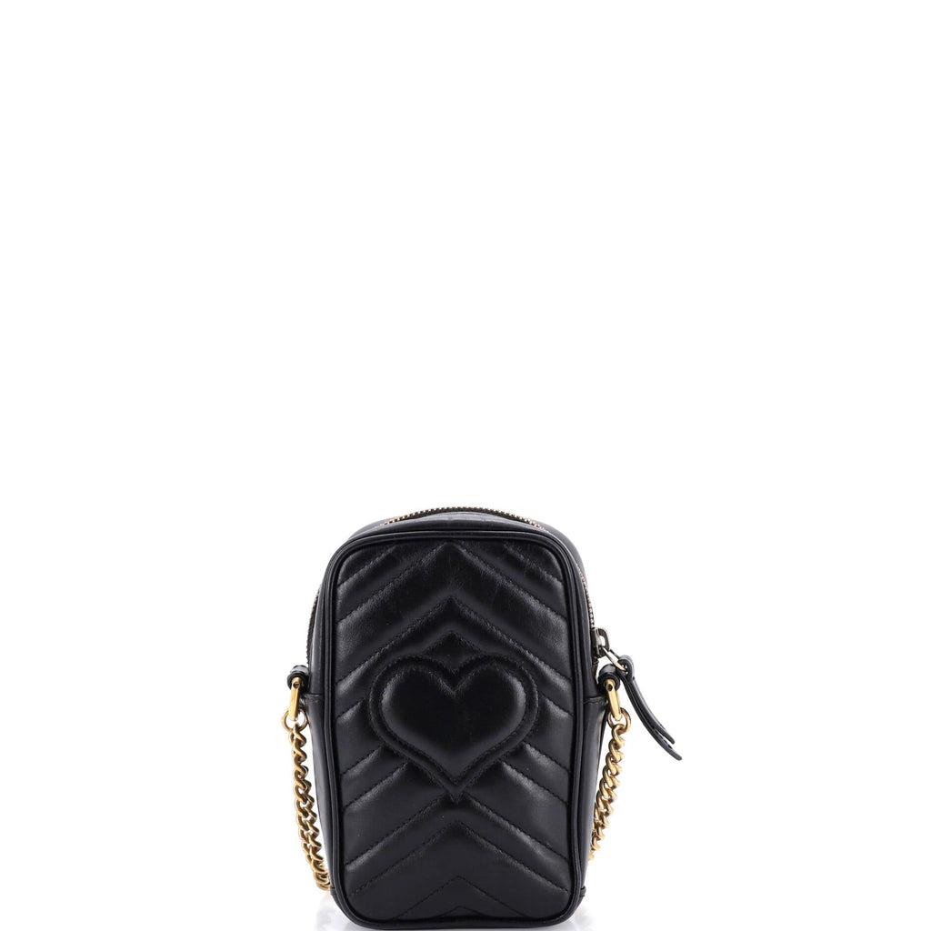 GG Marmont Vertical Phone Crossbody Bag Matelasse Leather Mini