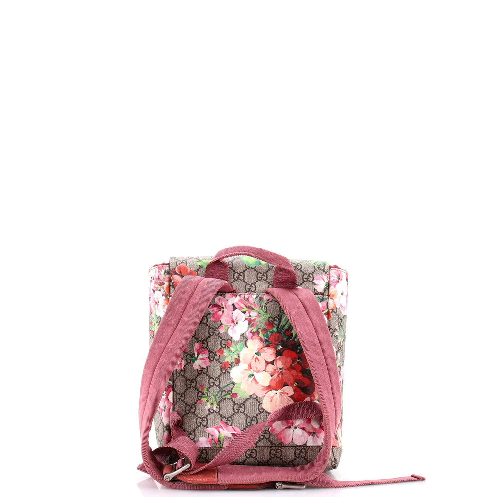 Buckle Backpack Blooms Print GG Coated Canvas Small