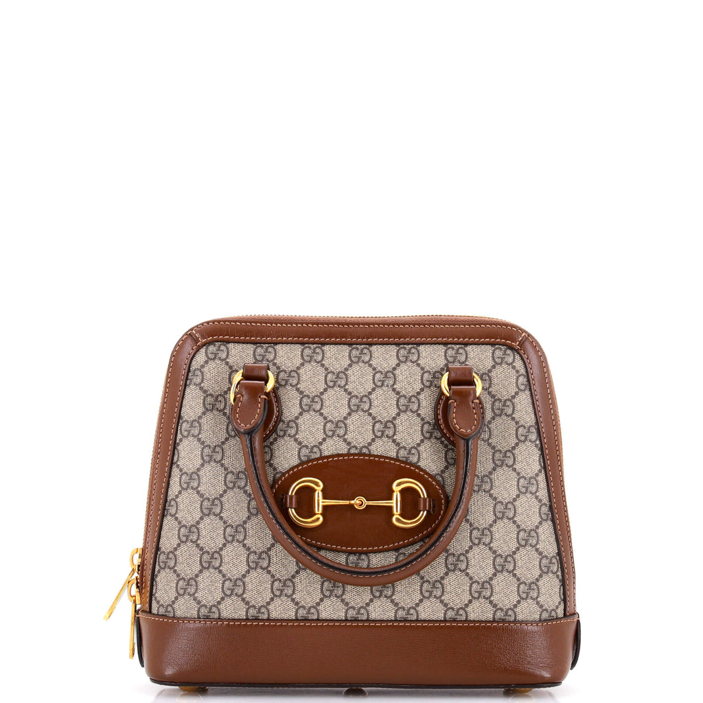 Horsebit 1955 Top Handle Bag GG Coated Canvas with Leather Small
