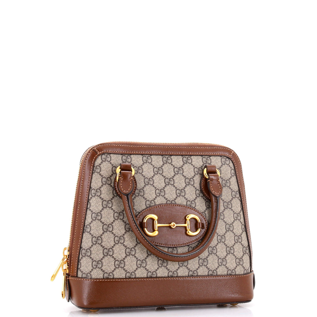 Horsebit 1955 Top Handle Bag GG Coated Canvas with Leather Small
