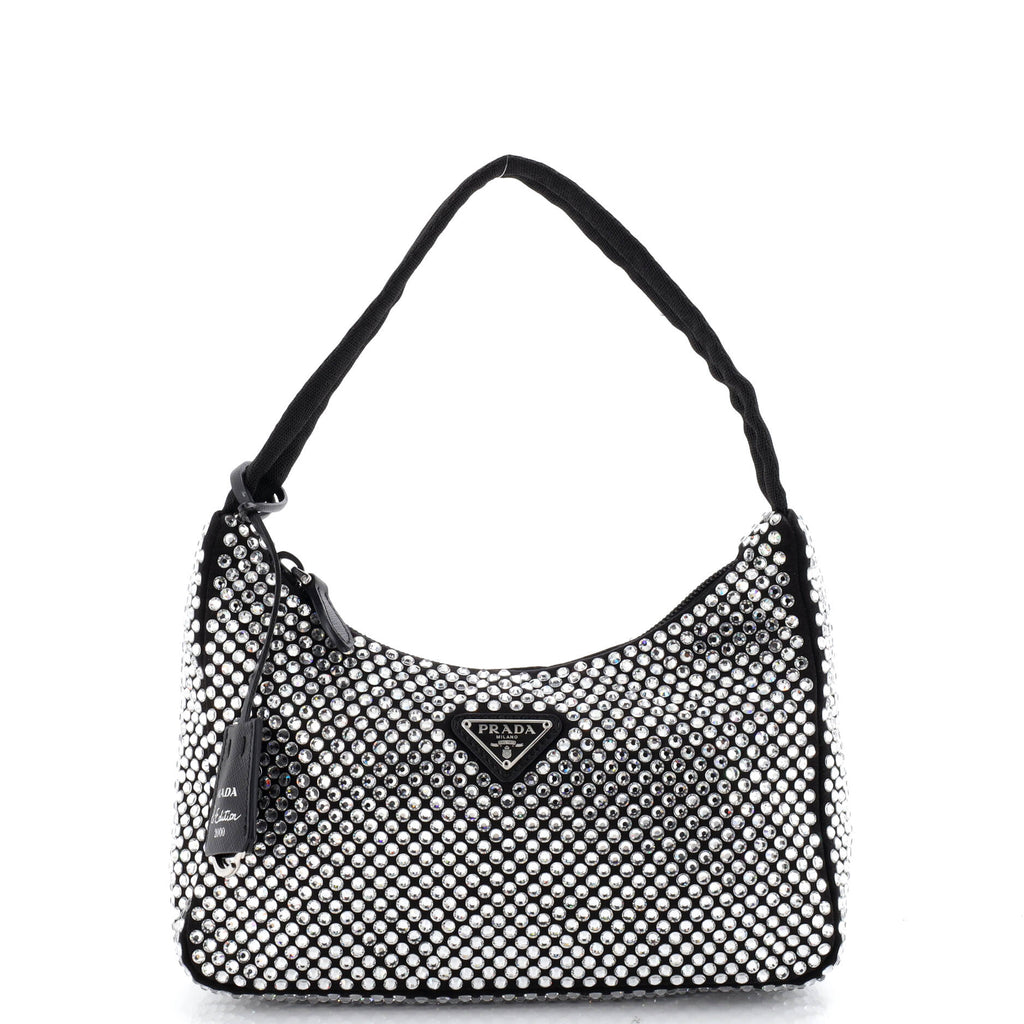 Re-Edition 2000 Hobo Crystal Embellished Satin Mini