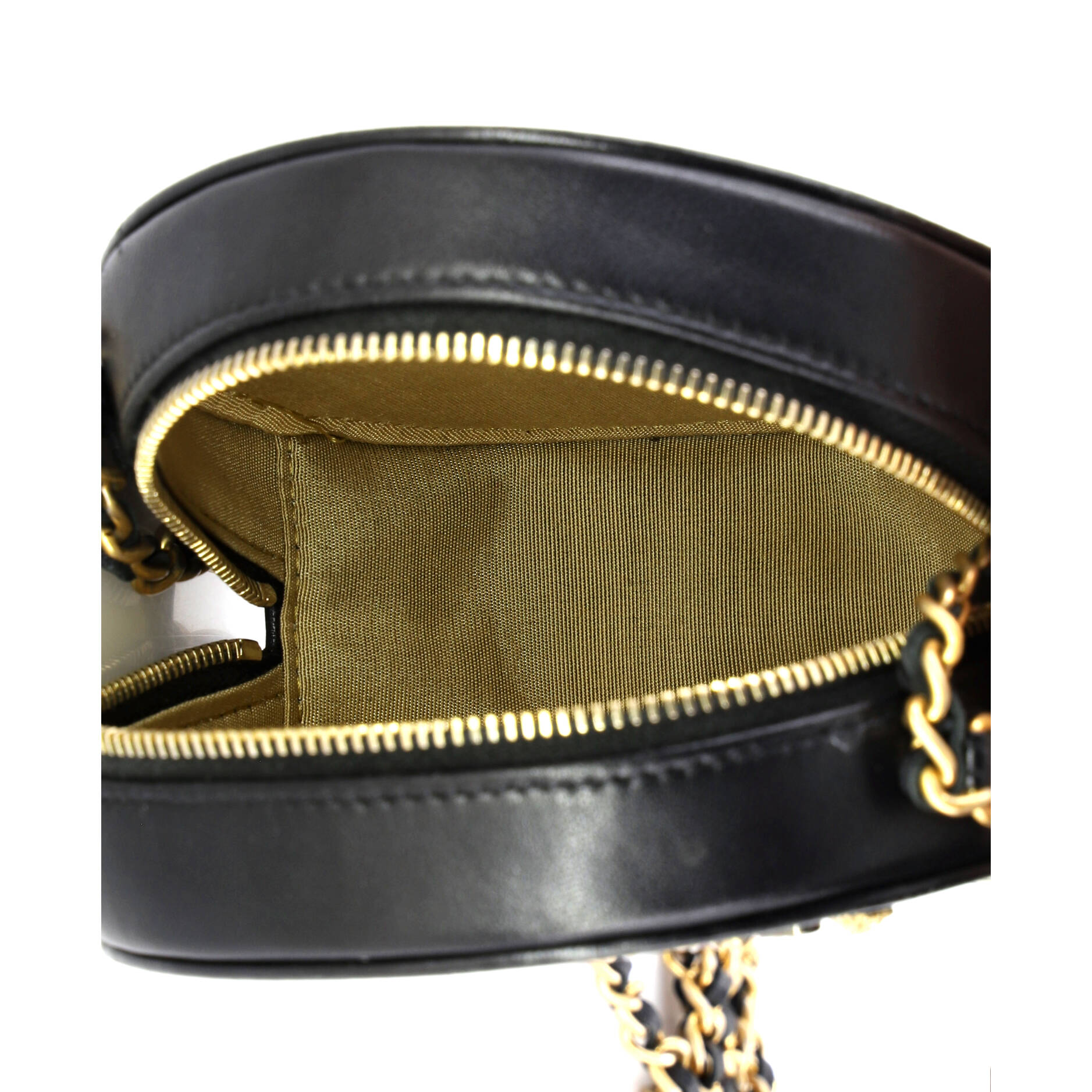 Lucky Charms Round Clutch With Chain Embellished Lambskin