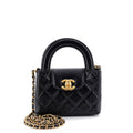 Kelly Top Handle Shopping Bag Quilted Shiny Aged Calfskin Nano