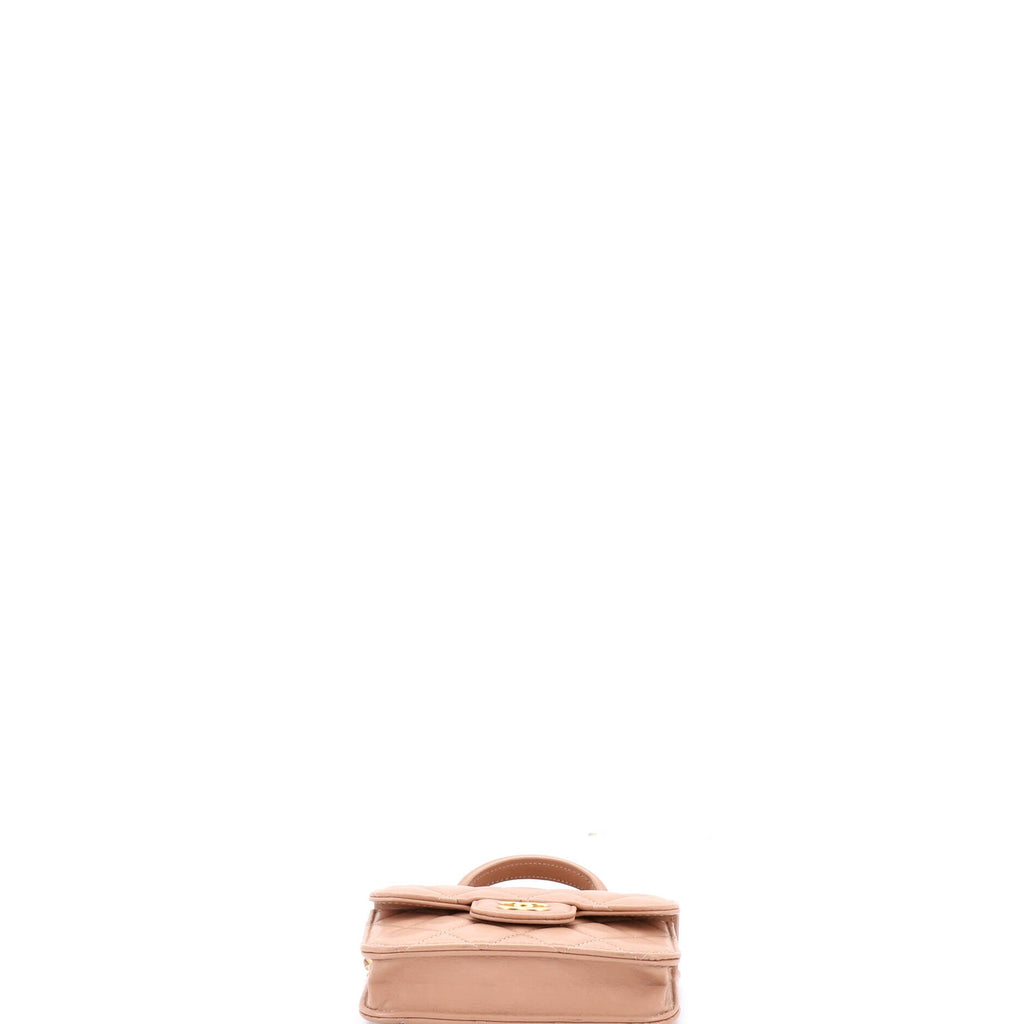 Top Handle Flap Coin Purse with Chain Quilted Lambskin