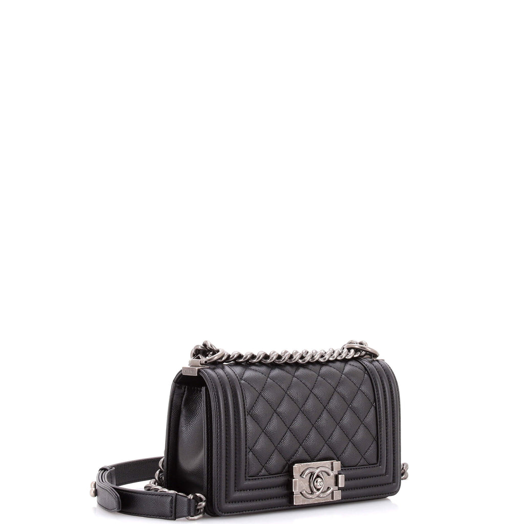 Boy Flap Bag Quilted Caviar Small