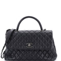 Coco Top Handle Bag Quilted Caviar Medium
