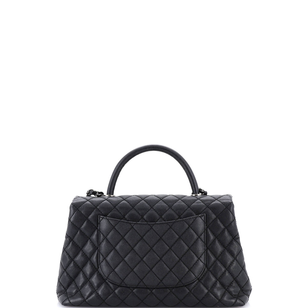 Coco Top Handle Bag Quilted Caviar Medium