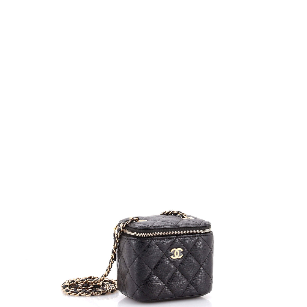 Classic Vanity Case with Chain Quilted Caviar Mini