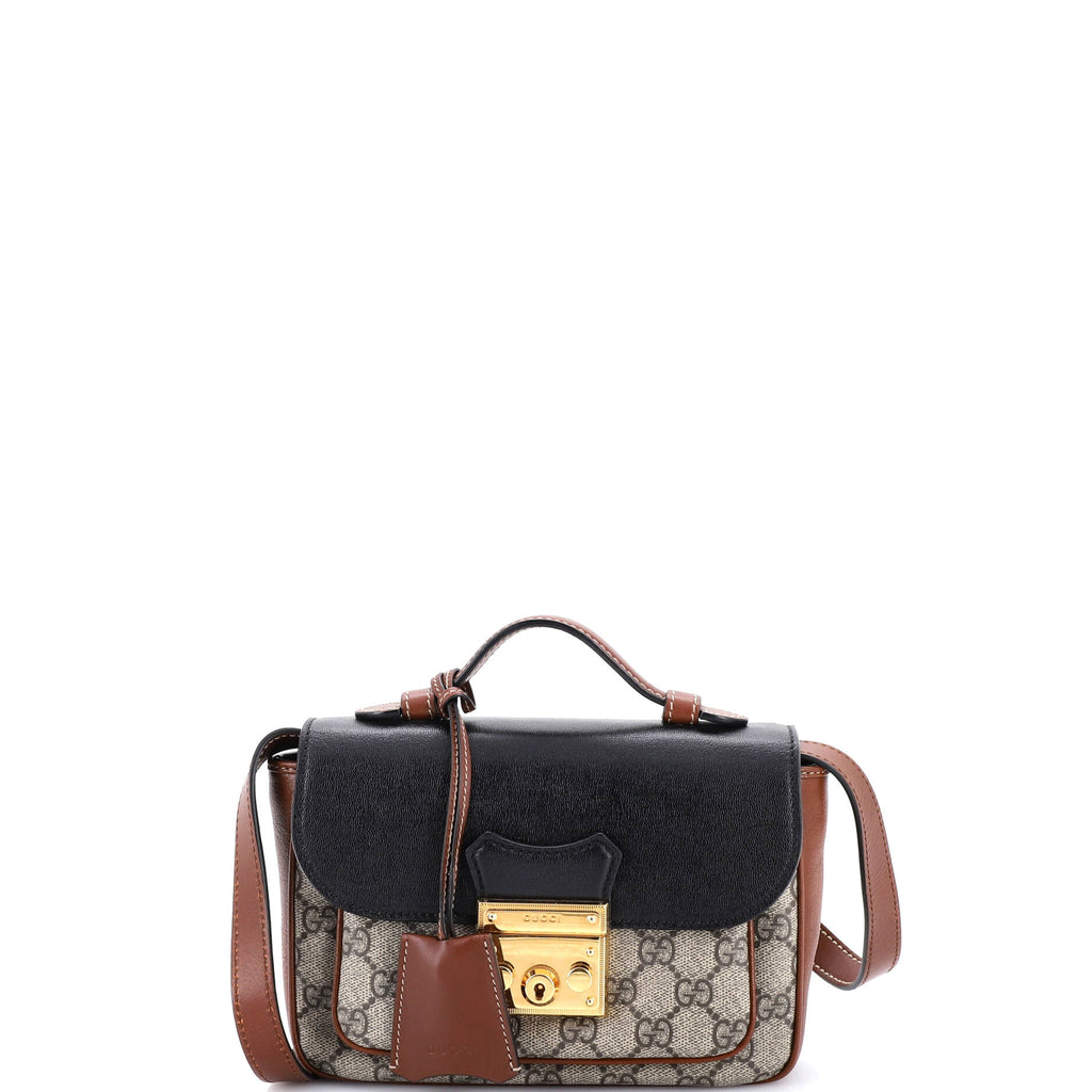 Padlock Front Pocket Flap Shoulder Bag GG Coated Canvas and Leather Mini