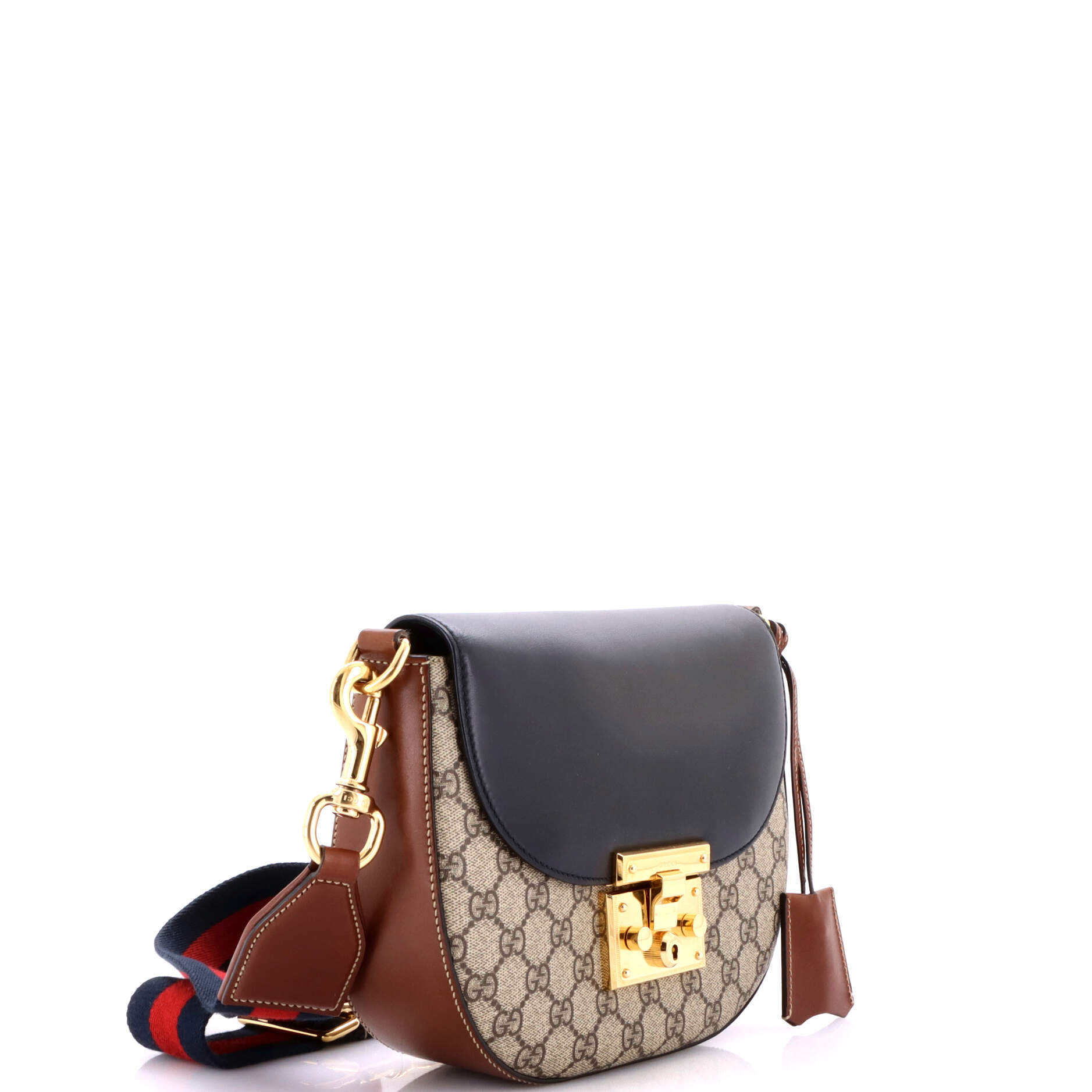 Padlock Saddle Shoulder Bag GG Coated Canvas and Leather Medium