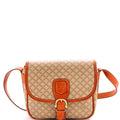 Vintage Saddle Flap Shoulder Bag Macadam Coated Canvas Small
