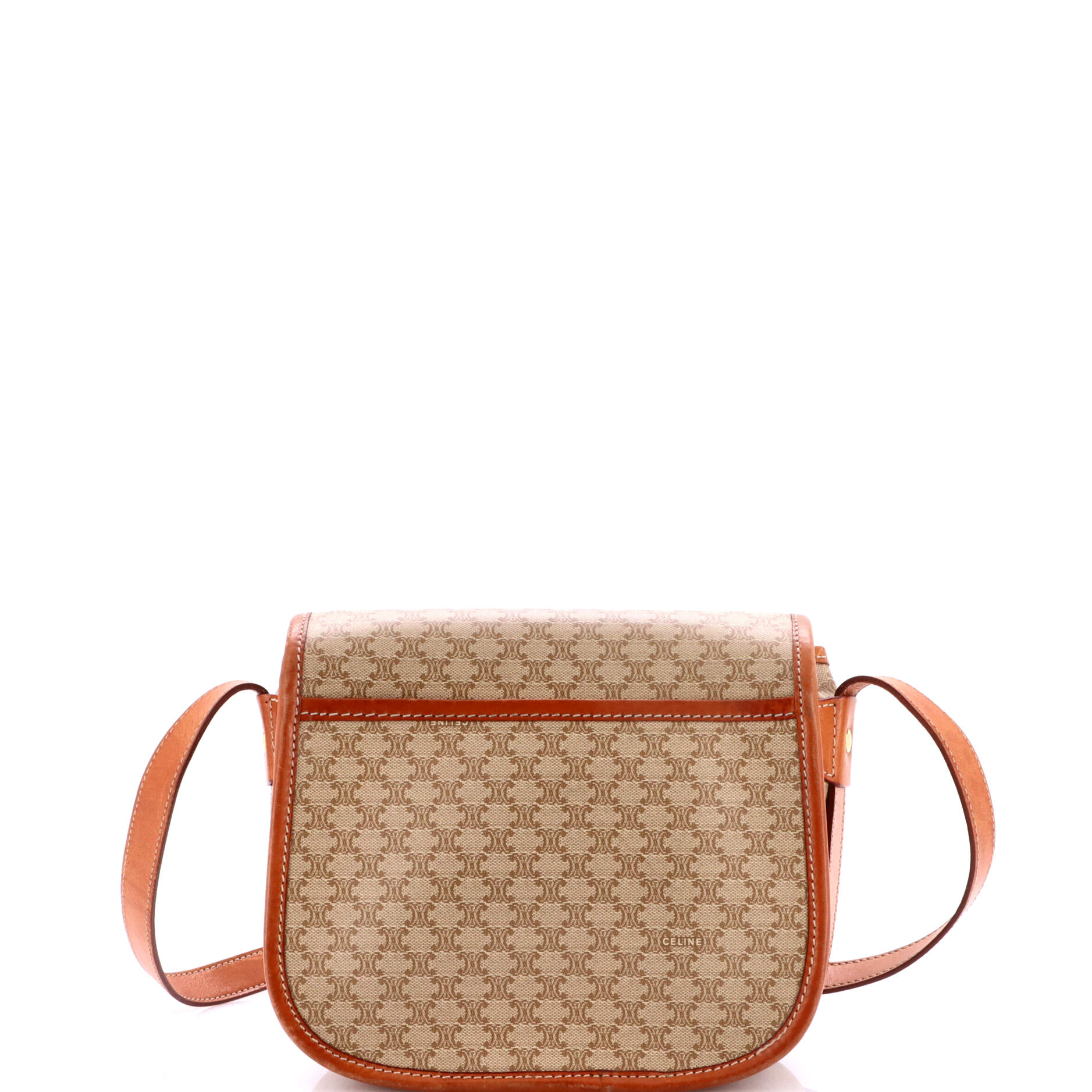 Vintage Saddle Flap Shoulder Bag Macadam Coated Canvas Small