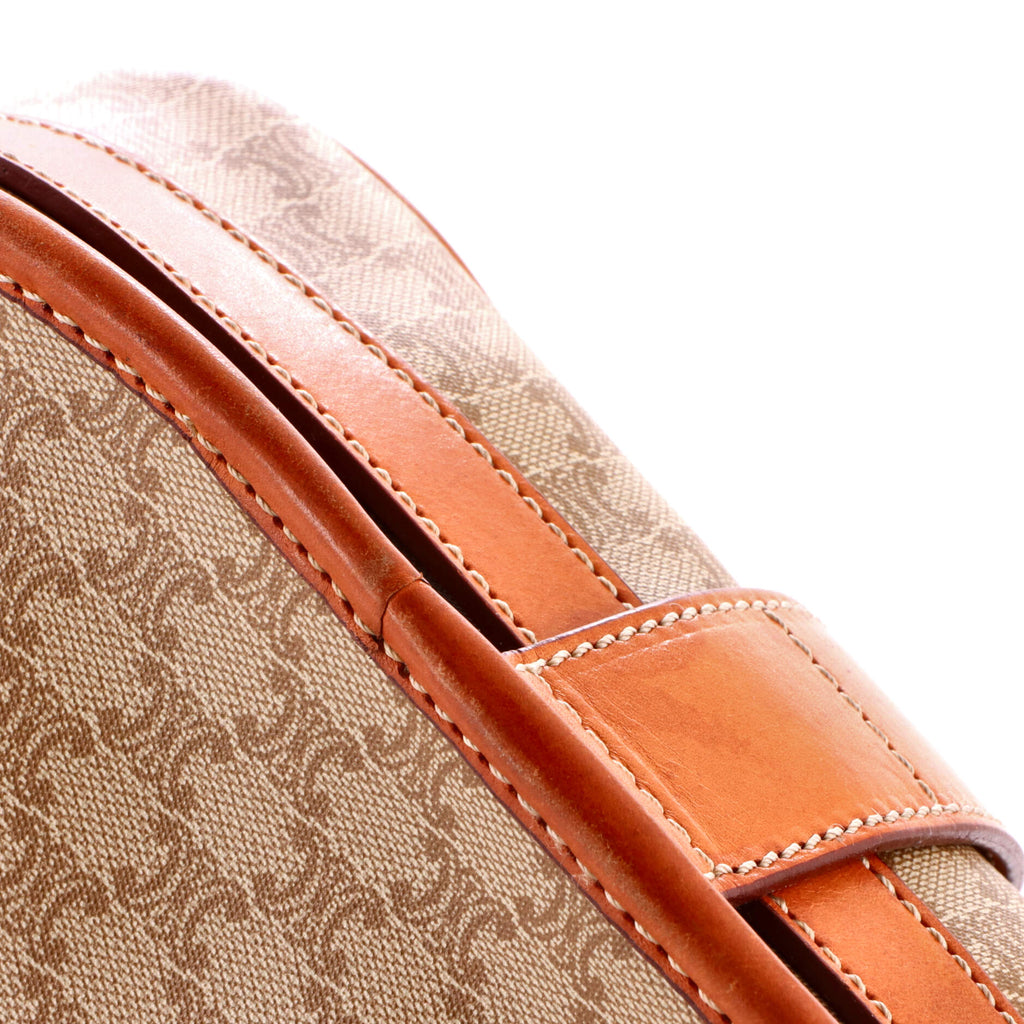 Vintage Saddle Flap Shoulder Bag Macadam Coated Canvas Small