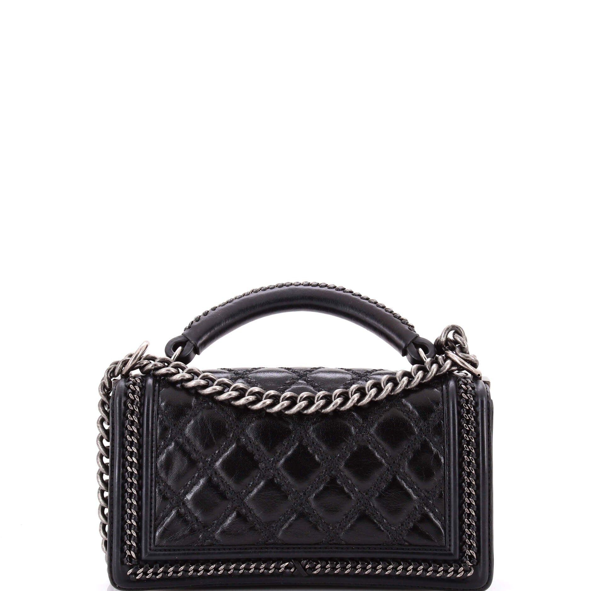 Chain Handle Boy Flap Bag Quilted Glazed Calfskin Old Medium