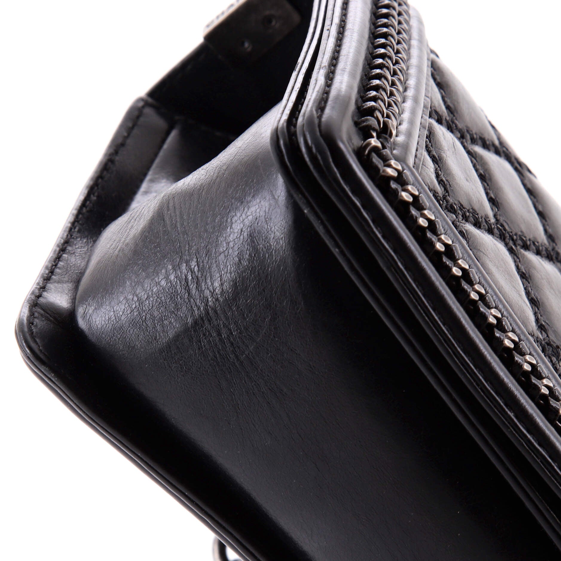 Chain Handle Boy Flap Bag Quilted Glazed Calfskin Old Medium