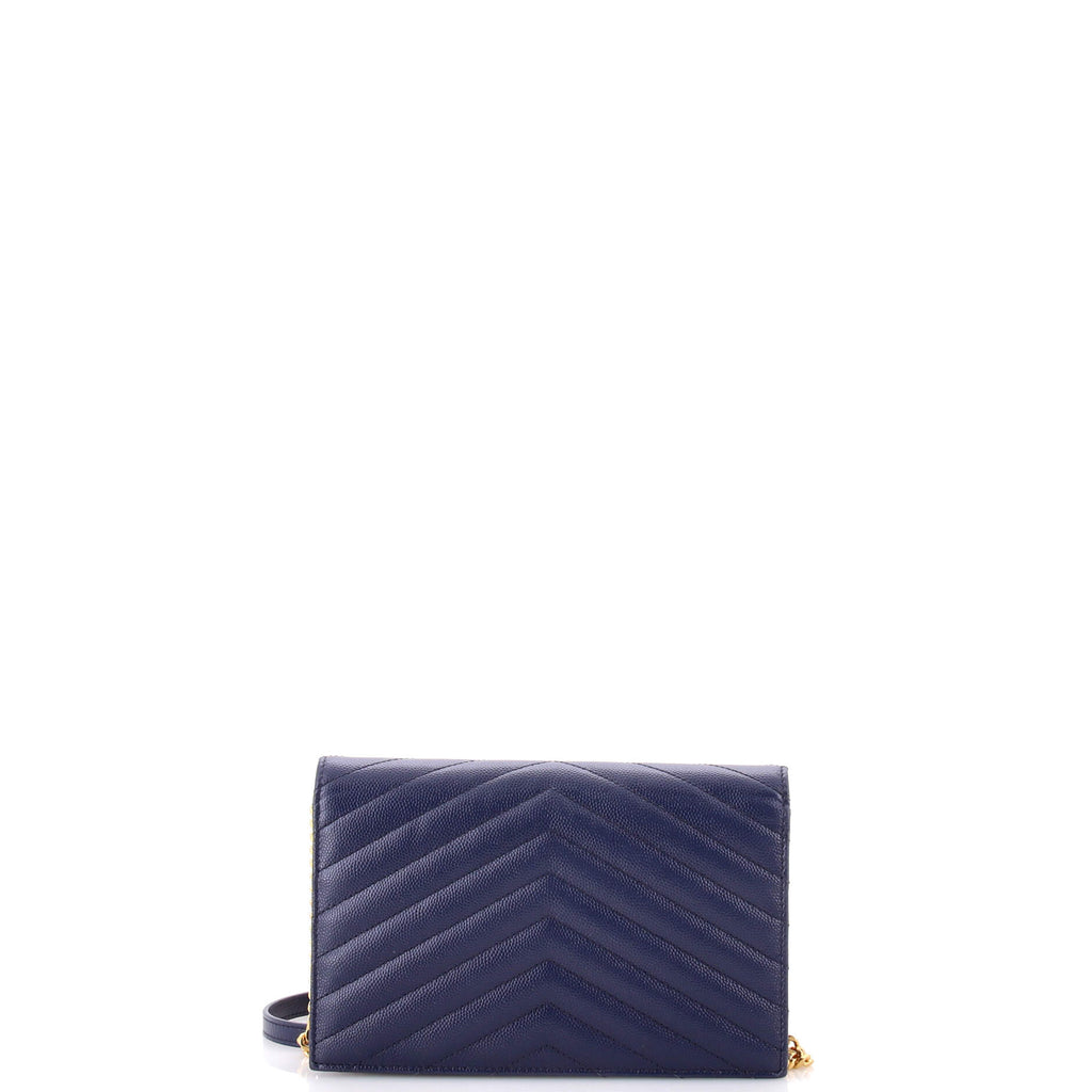 Classic Monogram Wallet on Chain Matelasse Chevron Leather Small