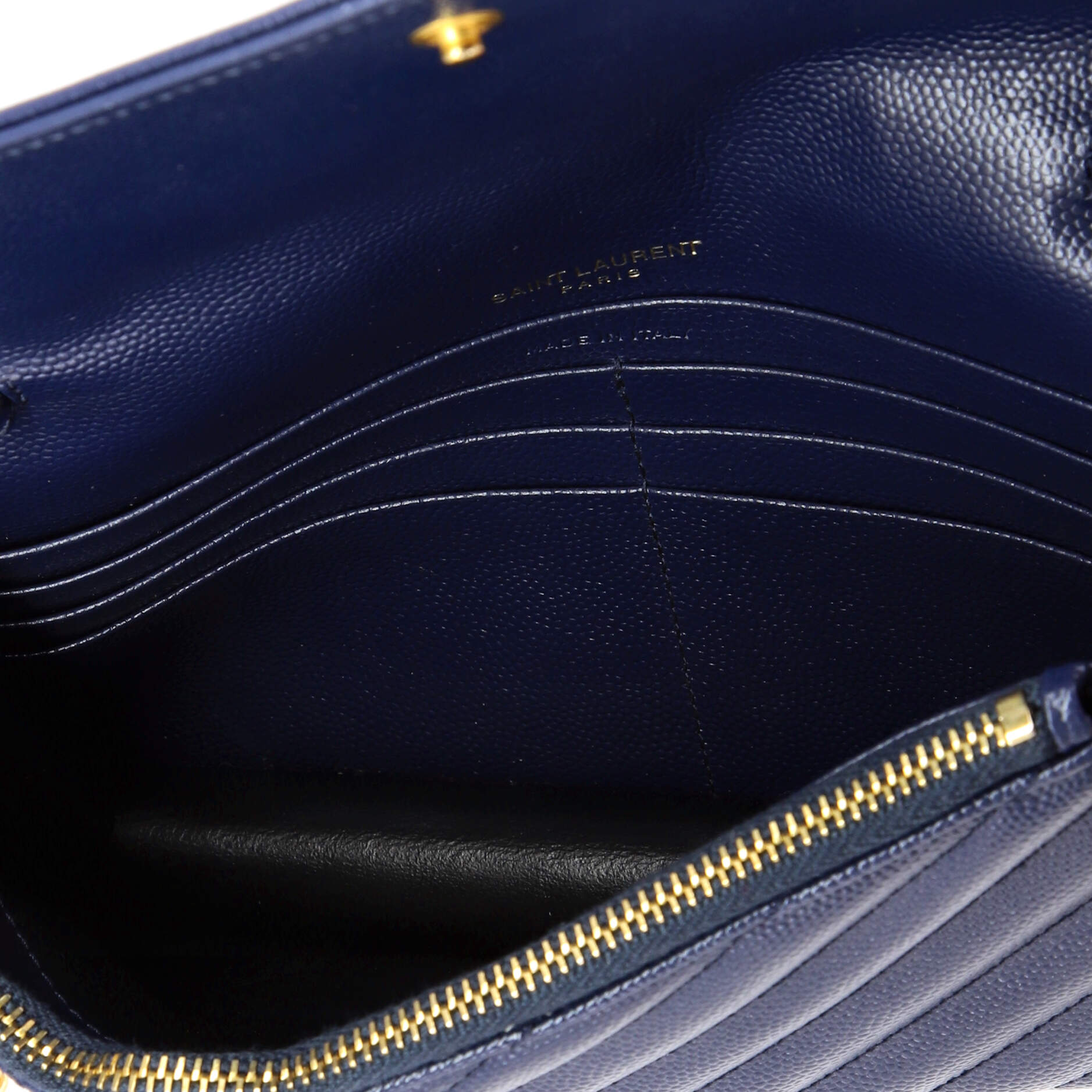 Classic Monogram Wallet on Chain Matelasse Chevron Leather Small