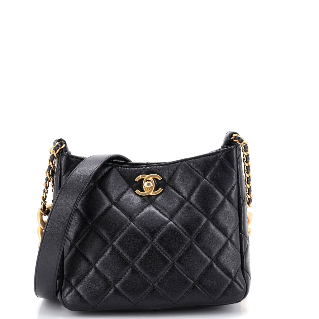 Mixed Chain Link CC Hobo Quilted Lambskin Small