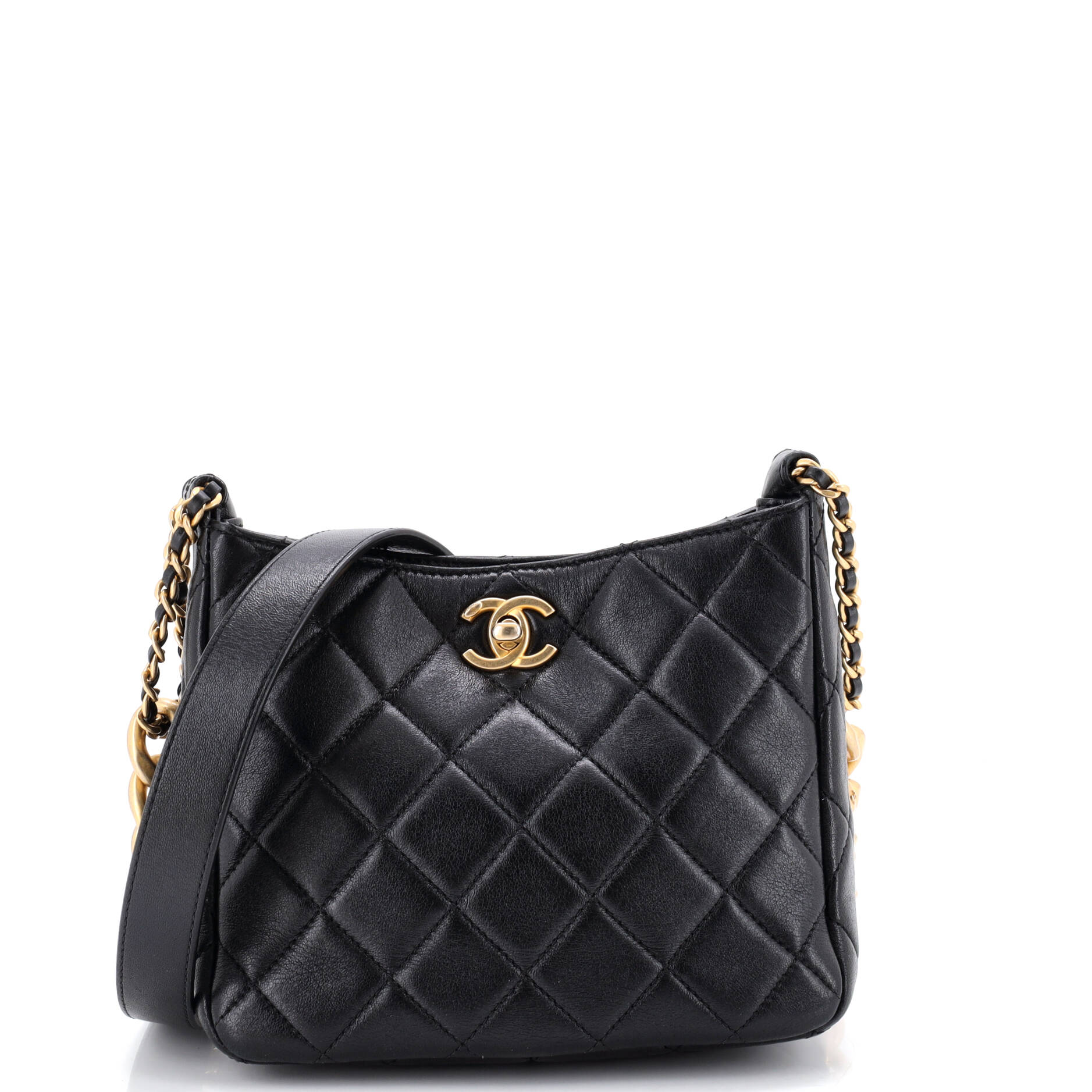 Mixed Chain Link CC Hobo Quilted Lambskin Small