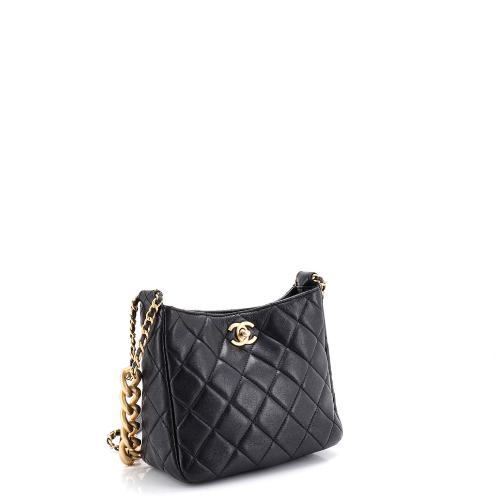 Mixed Chain Link CC Hobo Quilted Lambskin Small