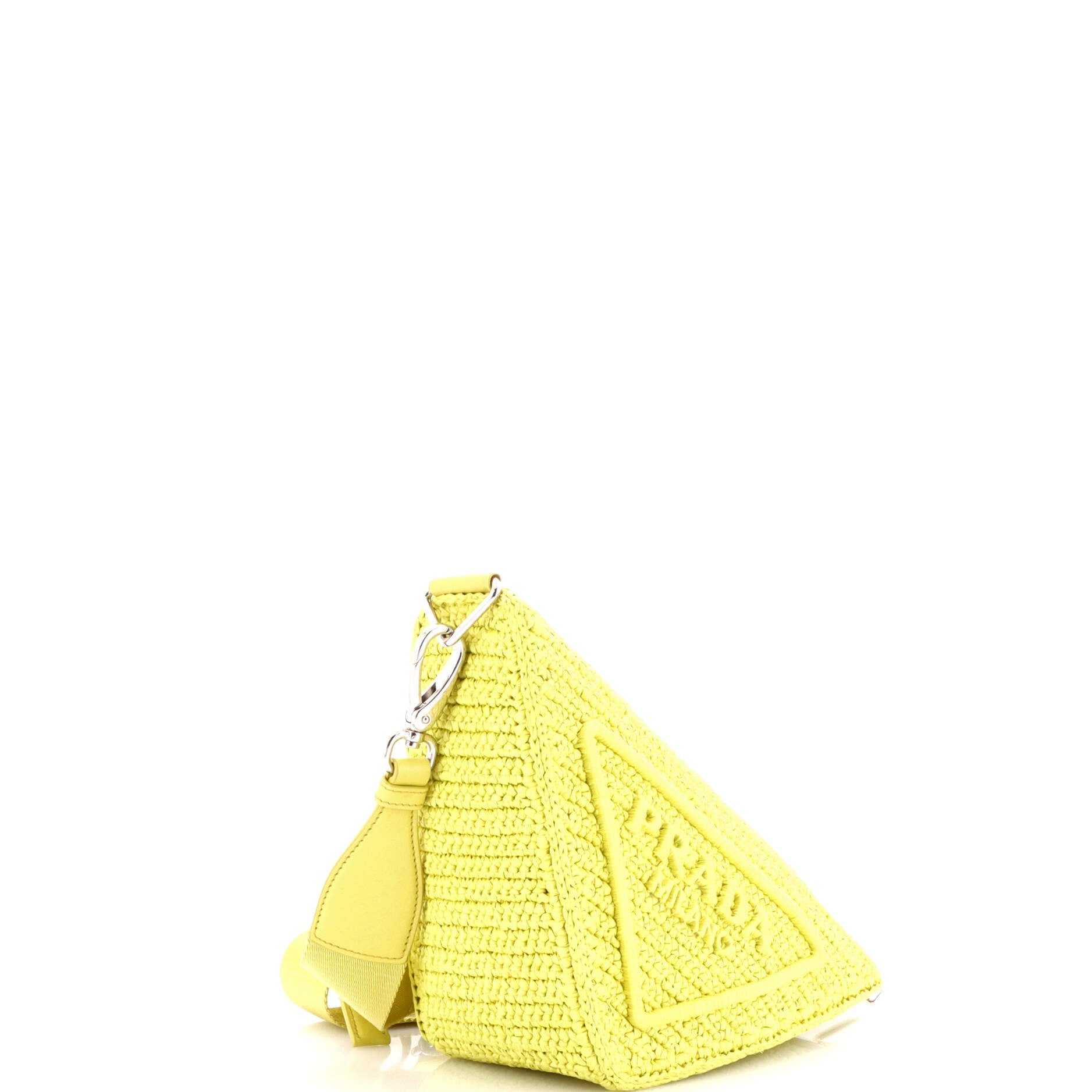 Triangle Logo Zip Crossbody Bag Crochet Raffia Small