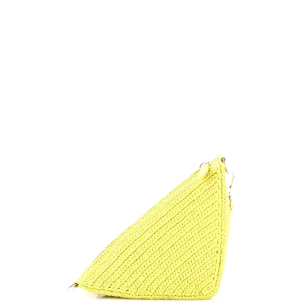 Triangle Logo Zip Crossbody Bag Crochet Raffia Small