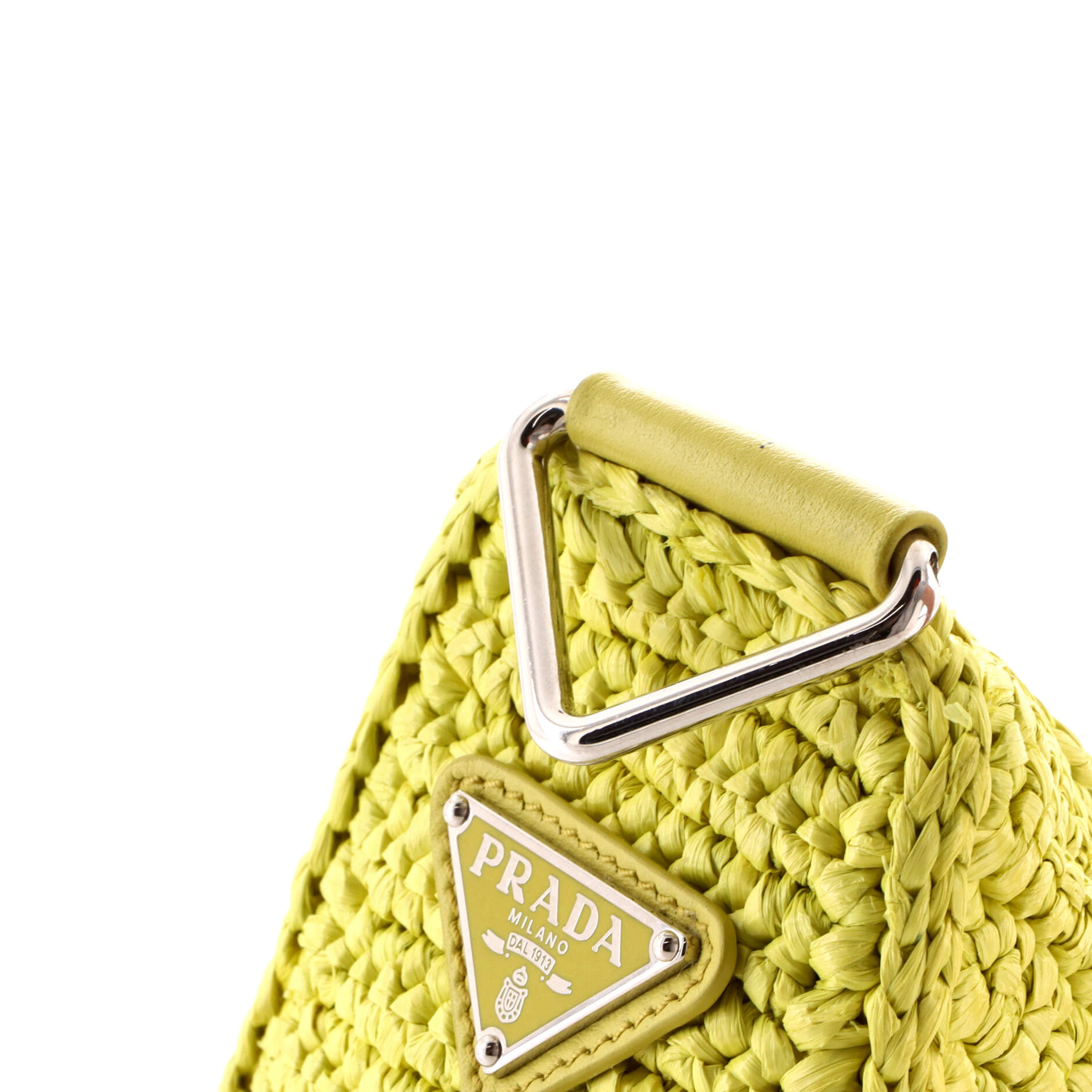 Triangle Logo Zip Crossbody Bag Crochet Raffia Small