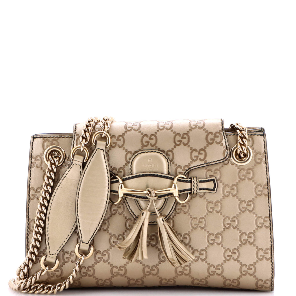 Emily Chain Flap Shoulder Bag Guccissima Leather Small