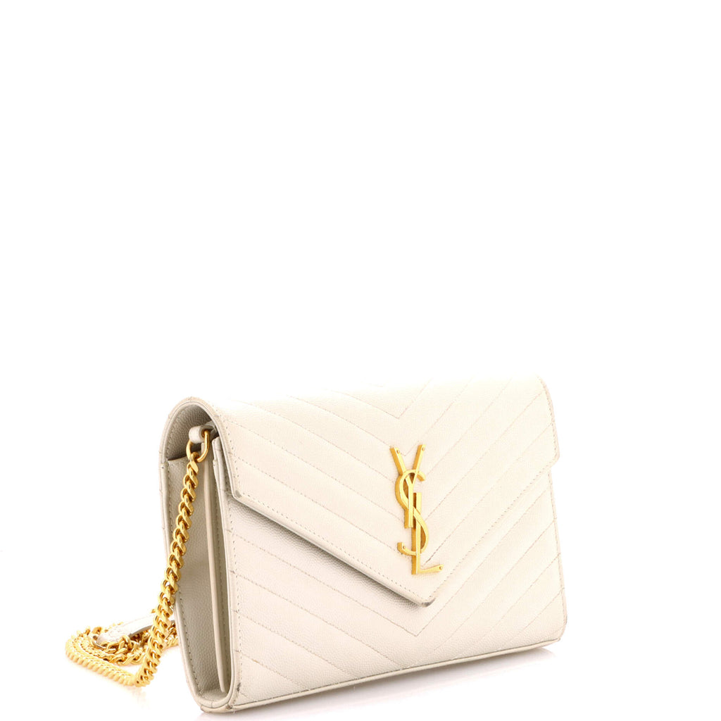 Classic Monogram Wallet on Chain Matelasse Chevron Leather Medium