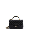Classic Single Flap Metal Top Handle Bag Quilted Lambskin Mini