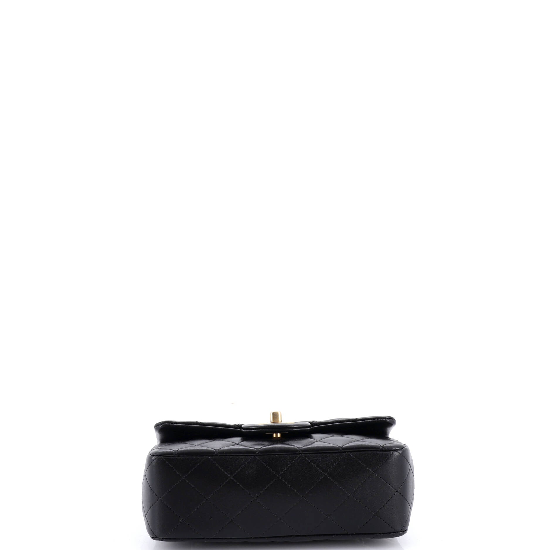 Classic Single Flap Metal Top Handle Bag Quilted Lambskin Mini