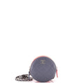 Round Compartment Clutch with Chain Quilted Lambskin