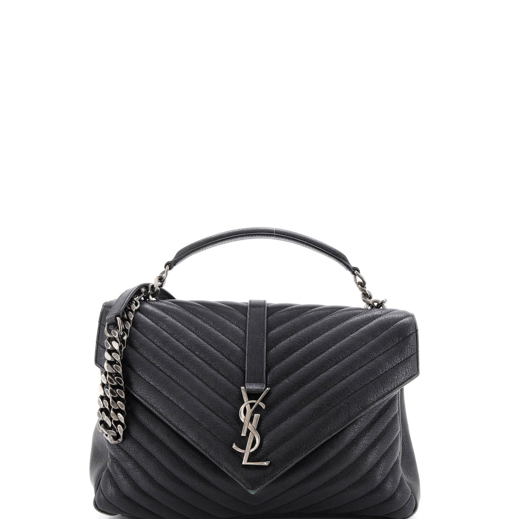 Classic Monogram College Bag Matelasse Chevron Leather Large