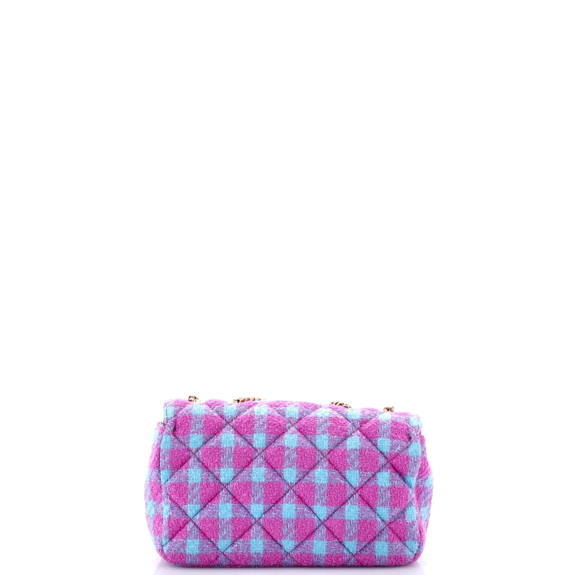 Medusa Icon Chain Flap Bag Quilted Tweed East West