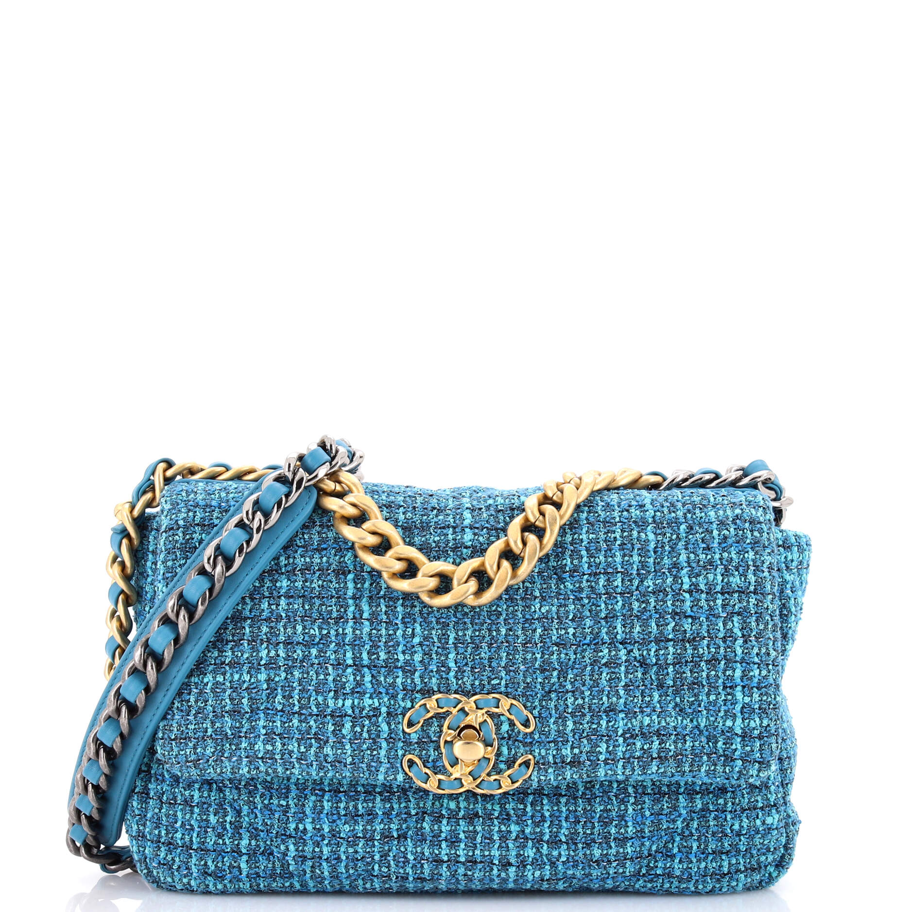 19 Flap Bag Quilted Tweed Medium
